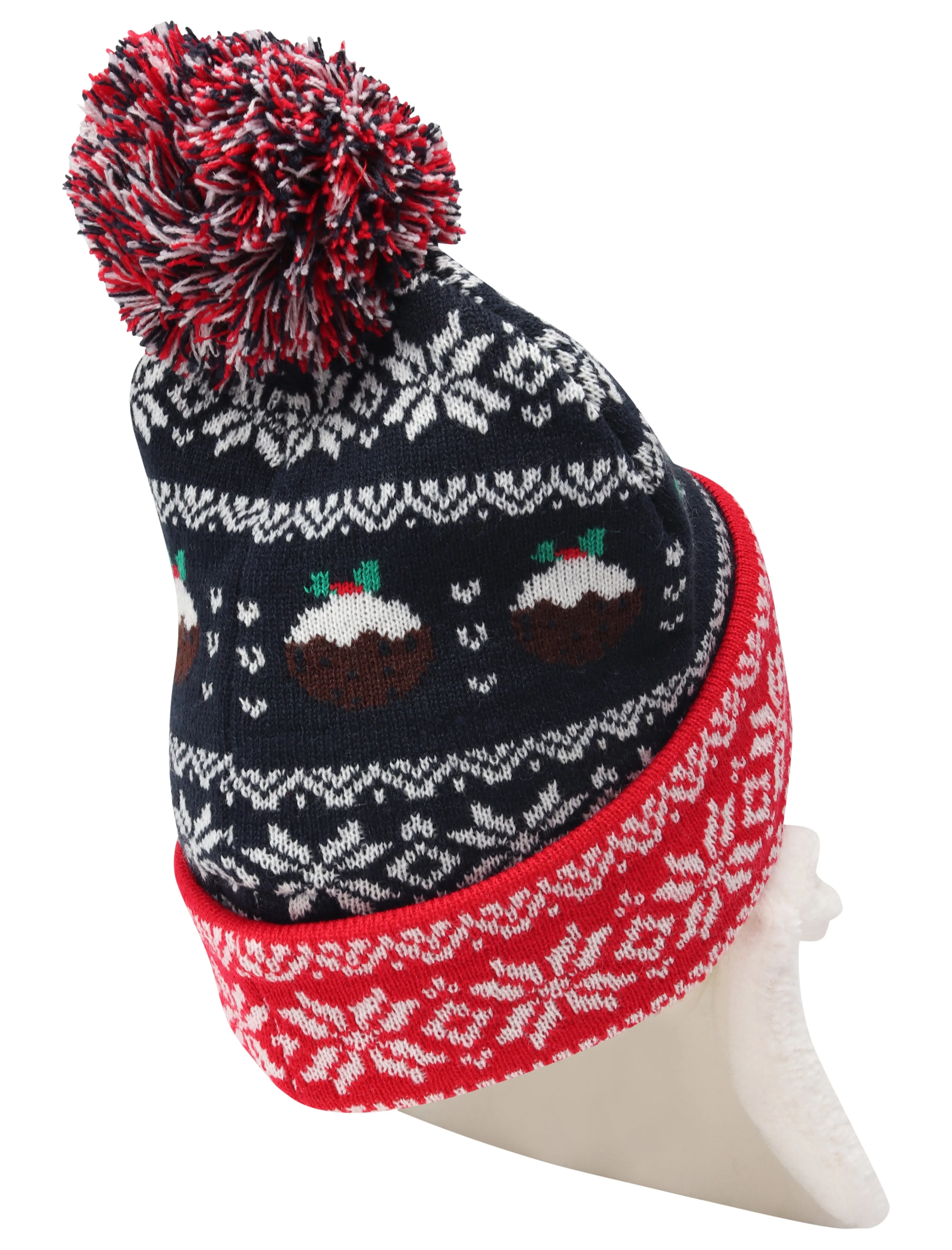 Novelty Fairisle Santa Beard Beanie Hat with Pom Pom in Navy - Merry Christmas sold by Tokyo Laundry product image thumbnail 5