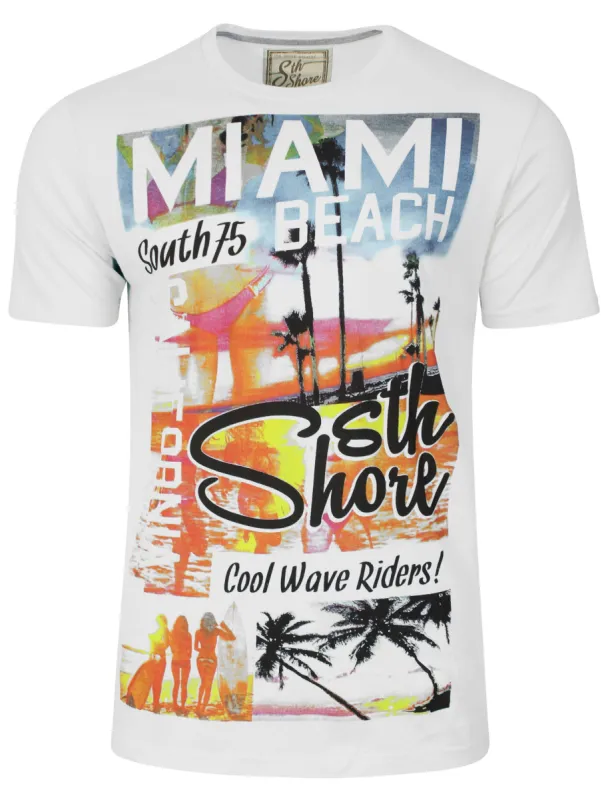 Miami Wave Jersey T-Shirt in Optic White - Sth Shore sold by Tokyo Laundry