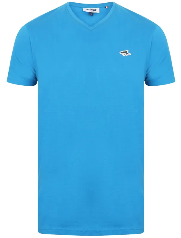 Stanley Basic Cotton V Neck T-Shirt In Blue Aster - Le Shark sold by Tokyo Laundry