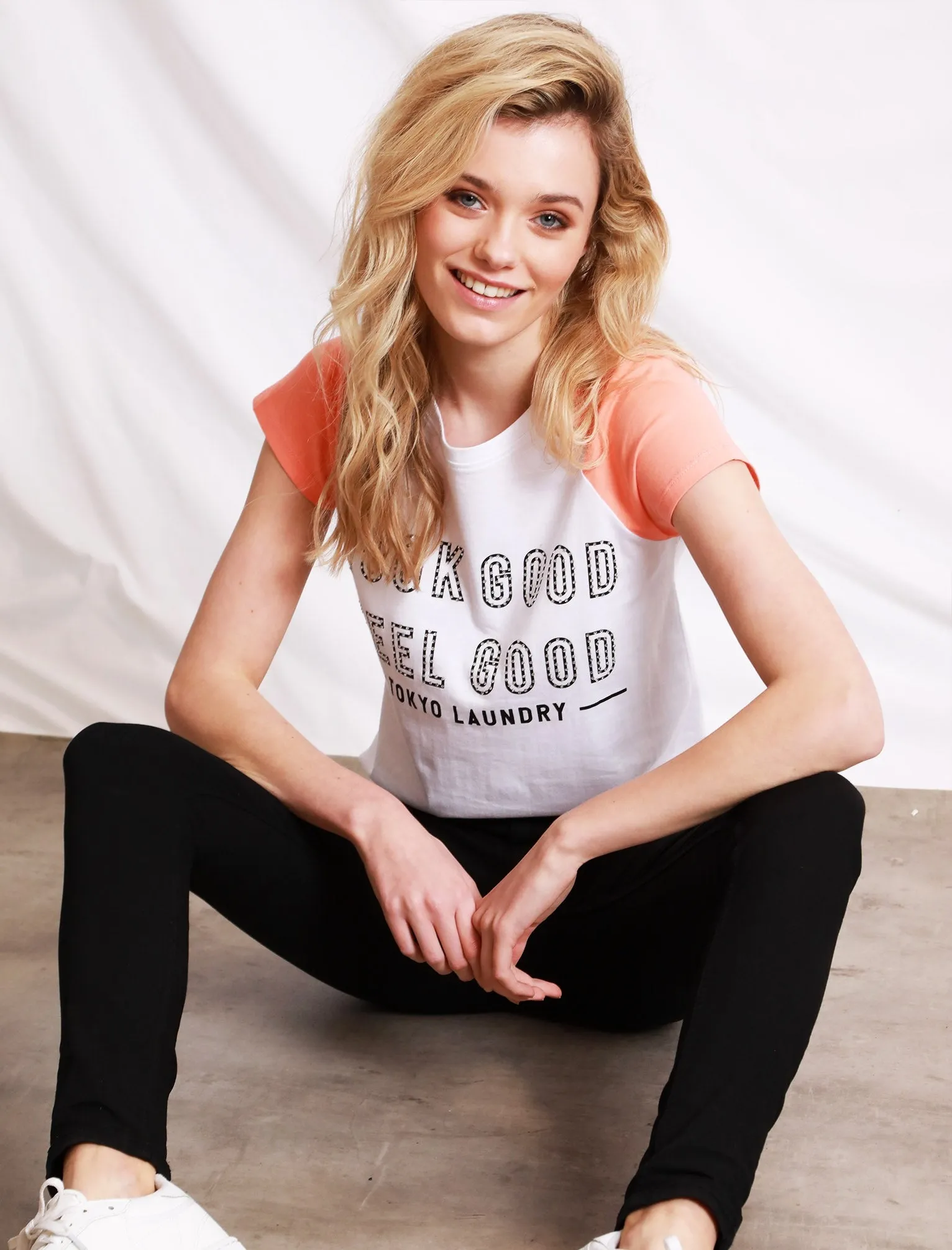 Ava Contrast Raglan Sleeve Cotton T-Shirt In Desert Flower - Tokyo Laundry sold by Tokyo Laundry product image thumbnail 2