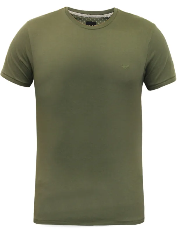 William Basic Crew Neck Cotton T-Shirt in Khaki made by Threadbare