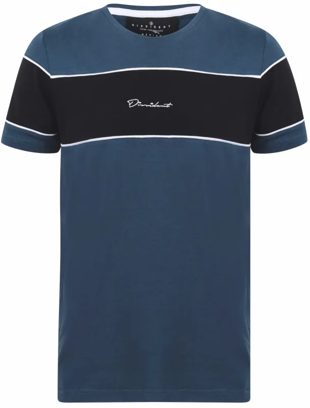 Marley Cotton Jersey T-Shirt with Contrast Panel in Sargasso Blue - Dissident sold by Tokyo Laundry
