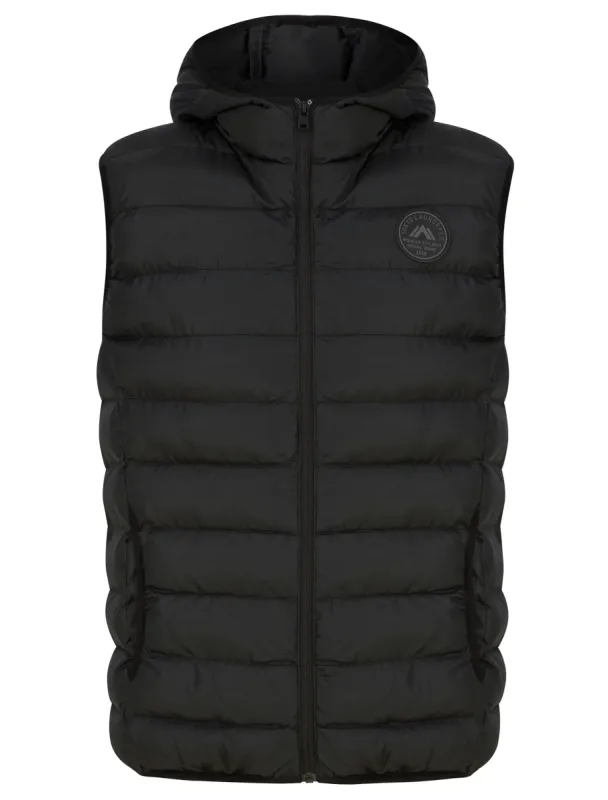 Dallon Quilted Puffer Gilet with Hood in Jet Black - Tokyo Laundry sold by Tokyo Laundry