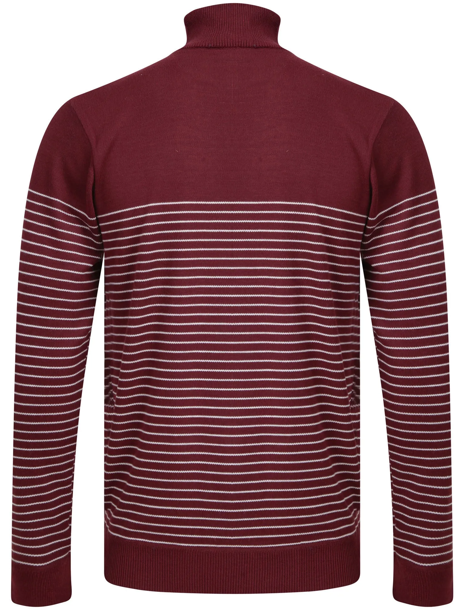 Humphrey Striped Half Zip Neck Knit Jumper in Wine - Kensington Eastside sold by Tokyo Laundry product image thumbnail 2