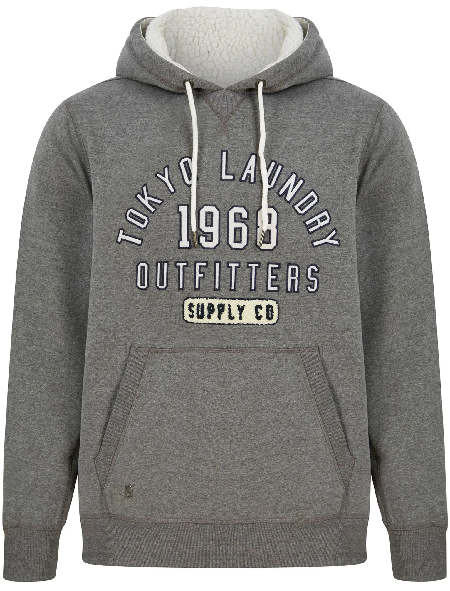 Thought Fleece Pullover Hoodie with Borg Lined Hood in Mid Grey Marl - Tokyo Laundry sold by Tokyo Laundry