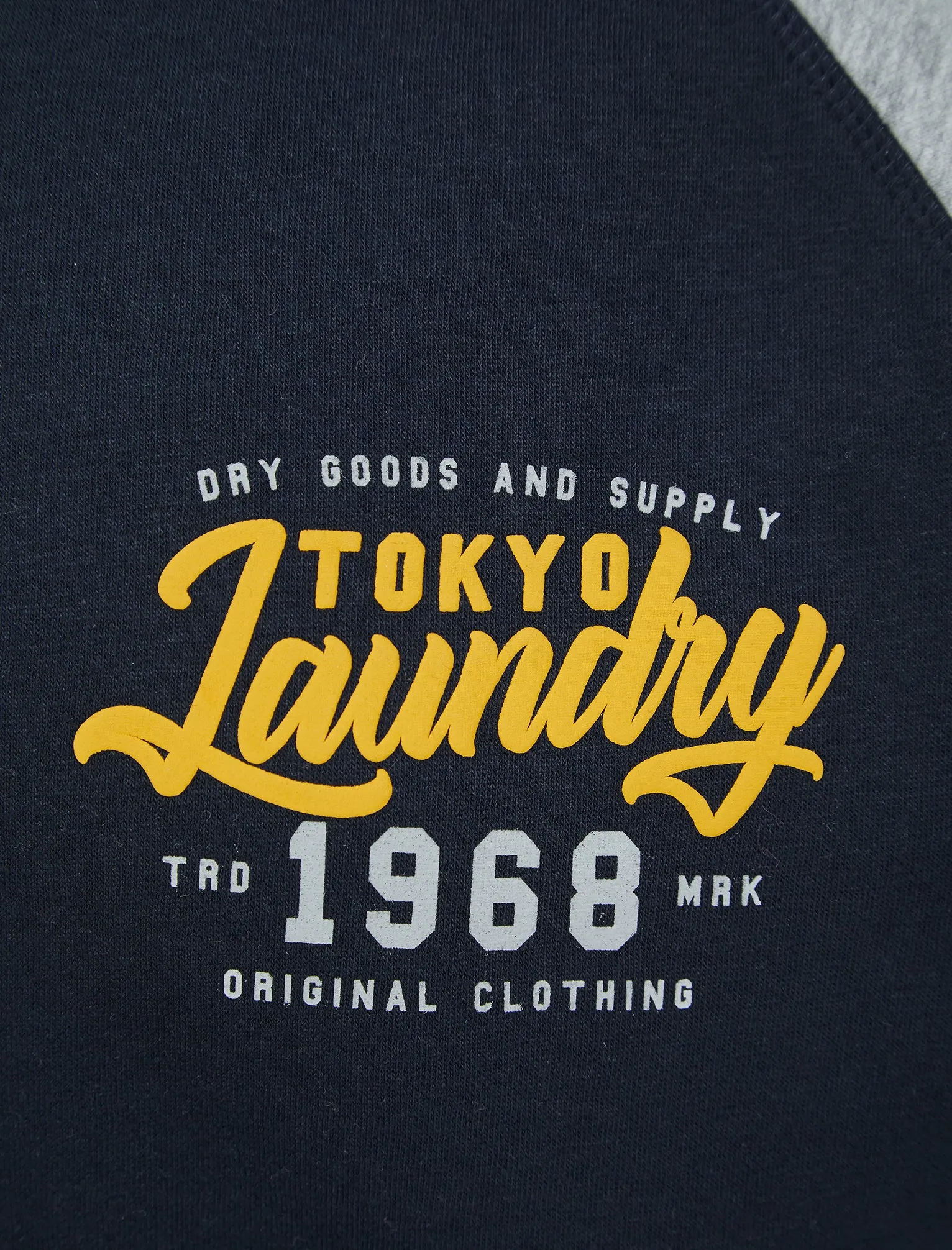 Raggo Zip Through Raglan Sleeve Hoodie in Navy / Light Grey Marl - Tokyo Laundry sold by Tokyo Laundry product image thumbnail 3