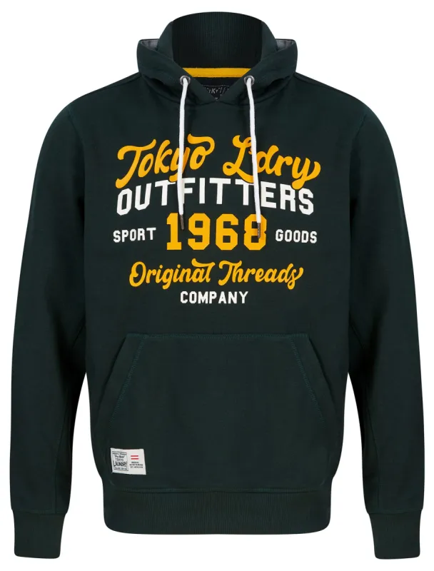 Abatt Motif Brushback Fleece Pullover Hoodie in Scarab Green - Tokyo Laundry sold by Tokyo Laundry