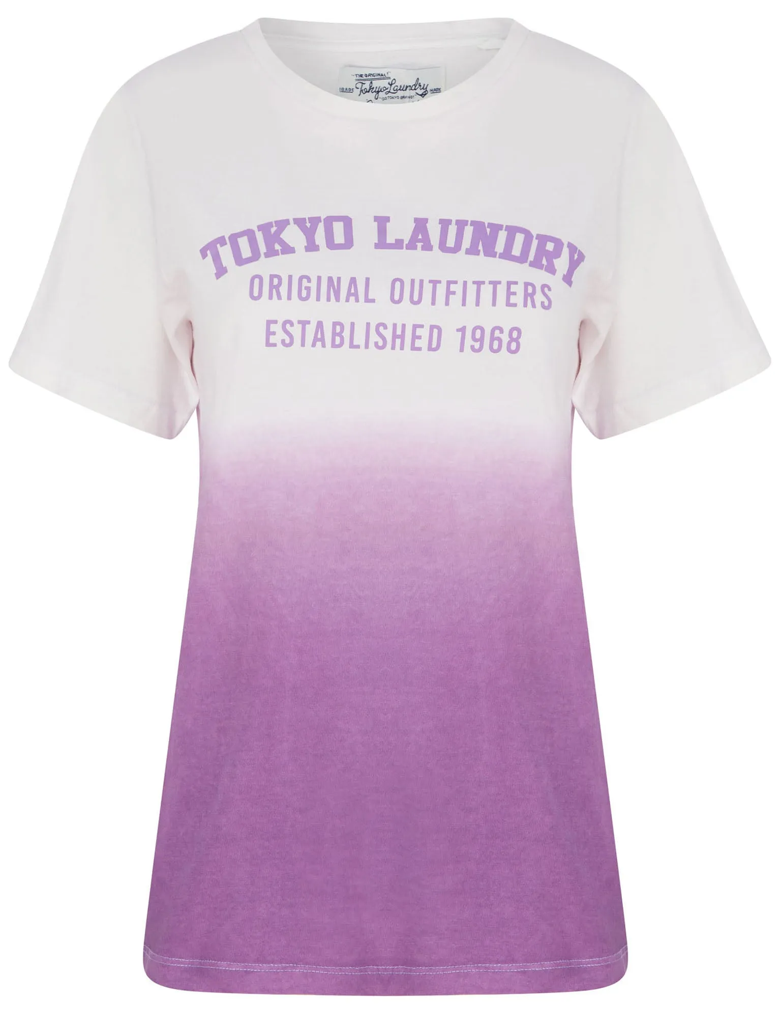 Cressida Motif Dip Dye Cotton Jersey T-Shirt in Iris Orchid - Tokyo Laundry sold by Tokyo Laundry