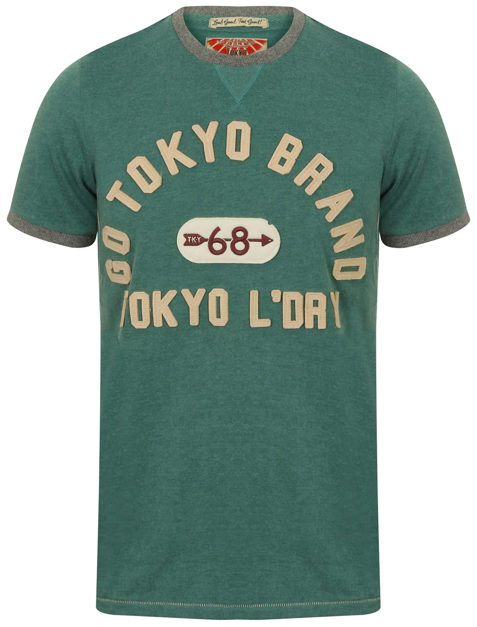 Wivelsfield Motif T-Shirt with Crew Neckline in Mallard Green Marl - Tokyo Laundry sold by Tokyo Laundry product image thumbnail 2