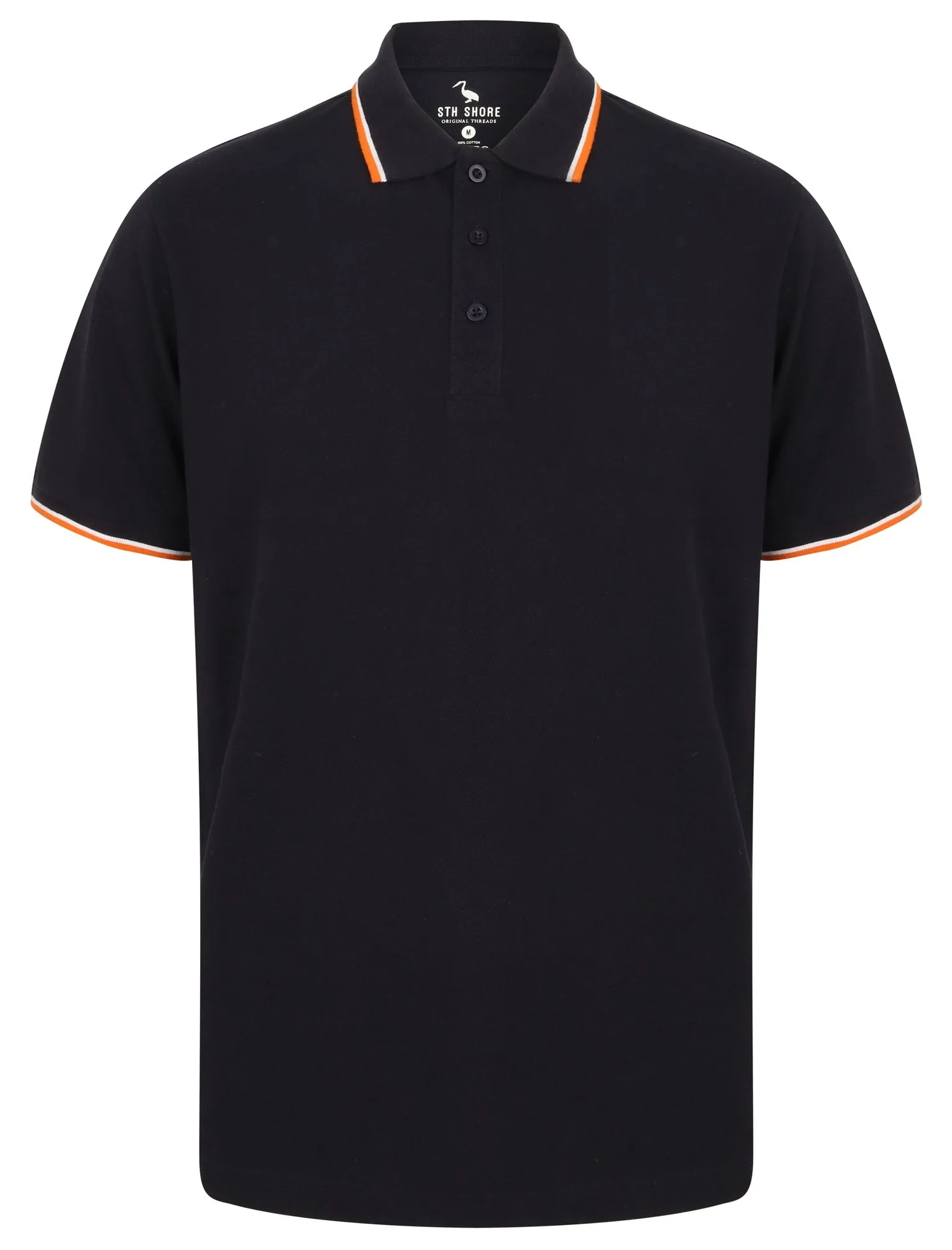 Osten Basic Cotton Pique Polo Shirt With Tipping in Navy - South Shore sold by Tokyo Laundry