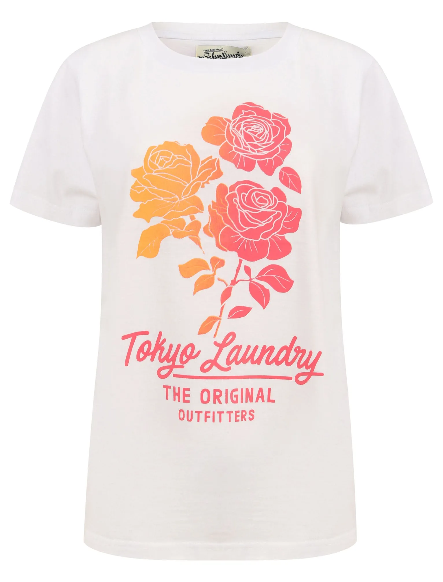 Calvia Ombre Motif Cotton Jersey T-Shirt in Bright White - Tokyo Laundry sold by Tokyo Laundry