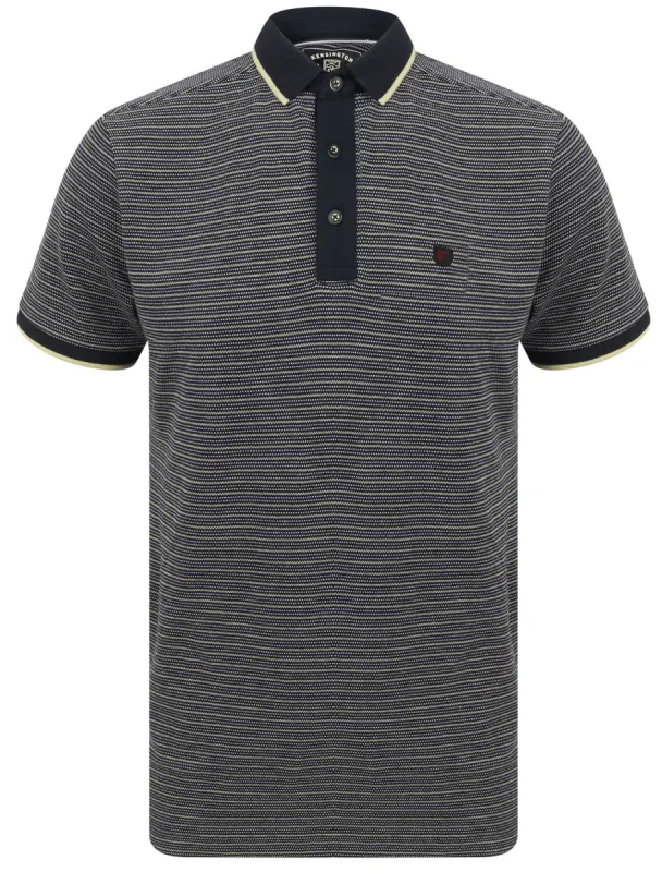 Penley Jacquard Jersey Stripe Polo Shirt with Tipping In Seafoam Green - Kensington Eastside sold by Tokyo Laundry
