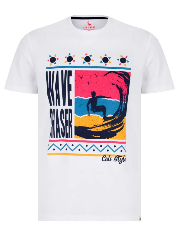 Surf Sil Motif Cotton Jersey T-Shirt in Bright White - South Shore sold by Tokyo Laundry