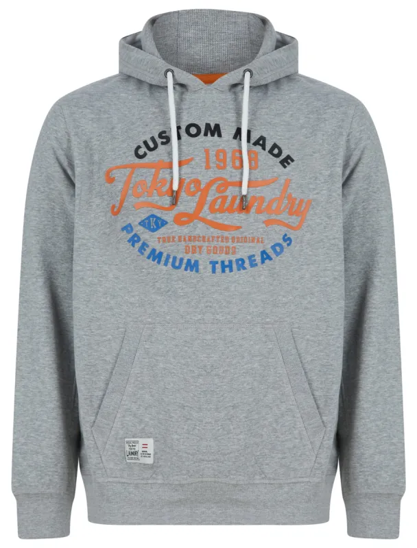 Bluesy Motif Brushback Fleece Pullover Hoodie in Light Grey Marl - Tokyo Laundry sold by Tokyo Laundry