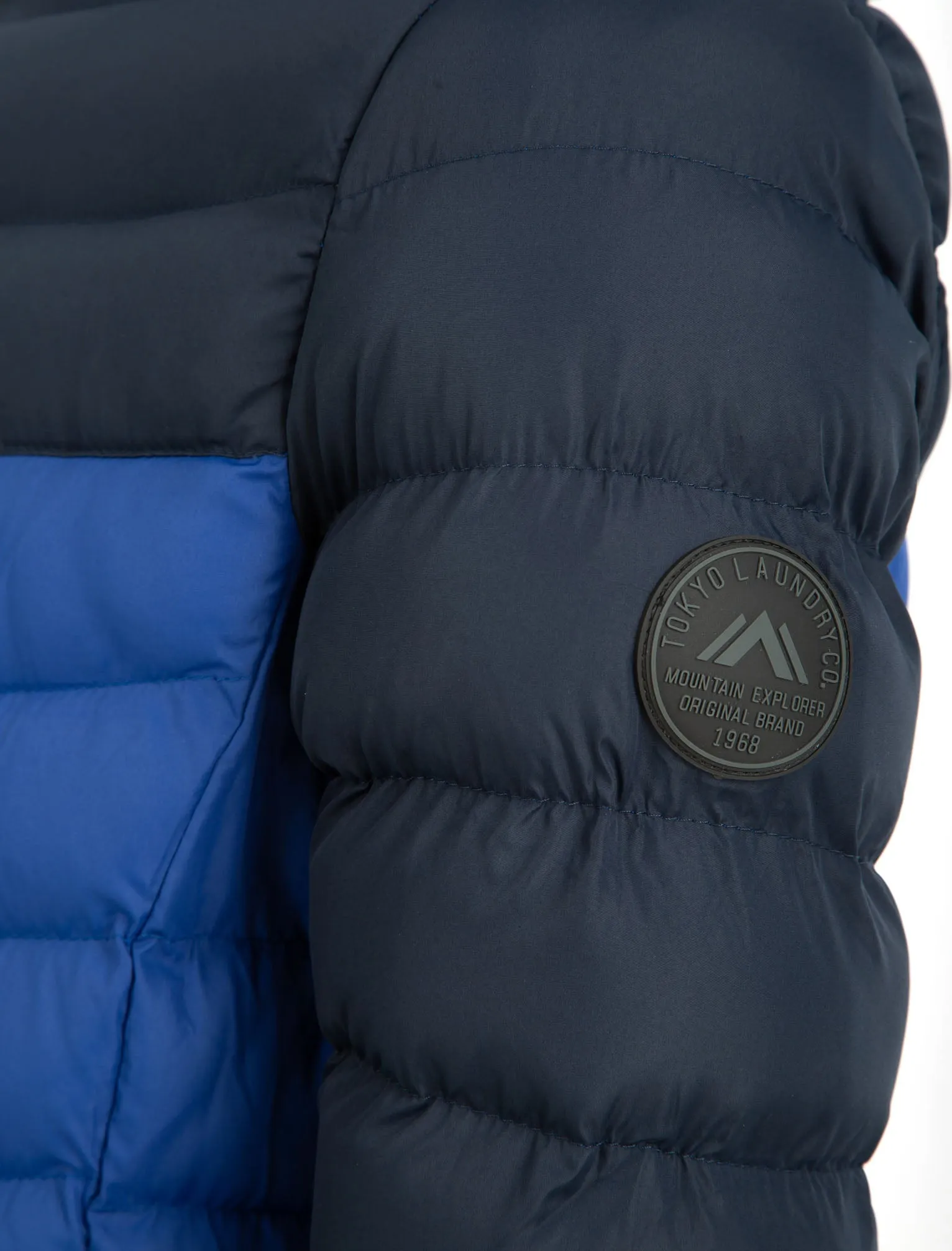 Kanora Colour Block Quilted Puffer Jacket with Hood in Sky Captain Navy - Tokyo Laundry sold by Tokyo Laundry product image thumbnail 4
