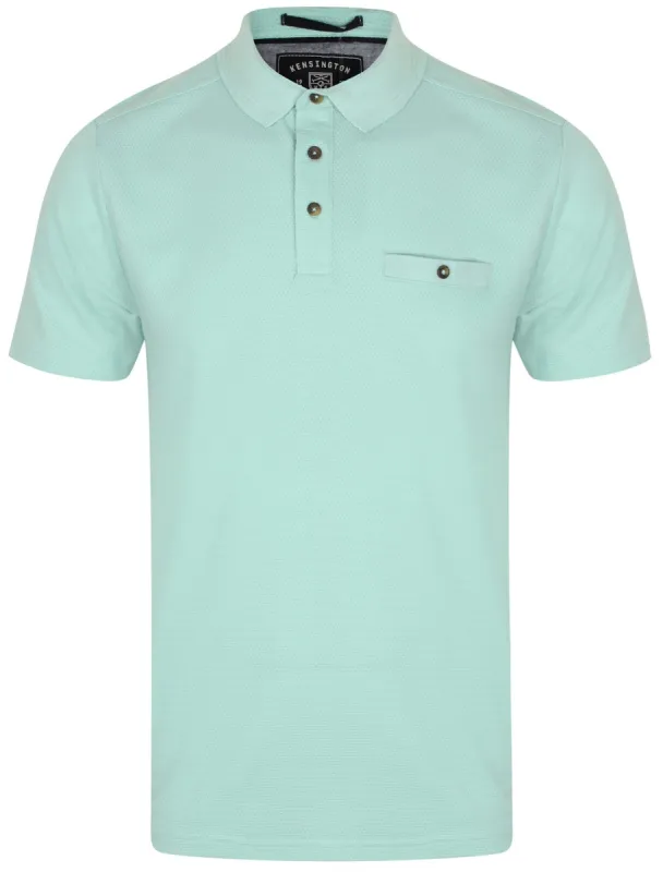Landseer Textured Polo Shirt In Pastel Turquoise - Kensington Eastside sold by Tokyo Laundry