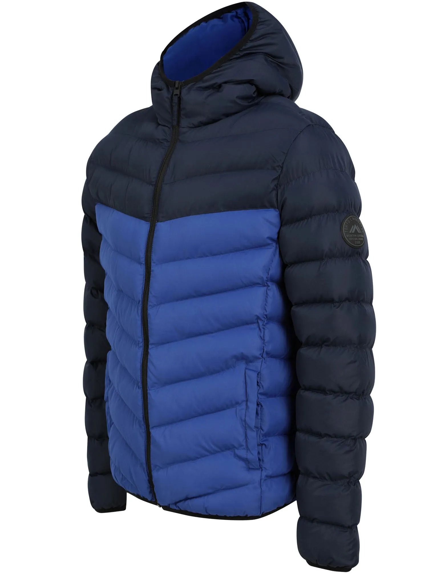 Kanora Colour Block Quilted Puffer Jacket with Hood in Sky Captain Navy - Tokyo Laundry sold by Tokyo Laundry