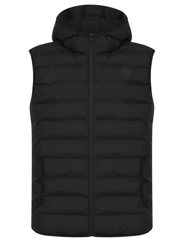 Tamaki Quilted Puffer Gilet with Hood in Jet Black - Tokyo Laundry sold by Tokyo Laundry