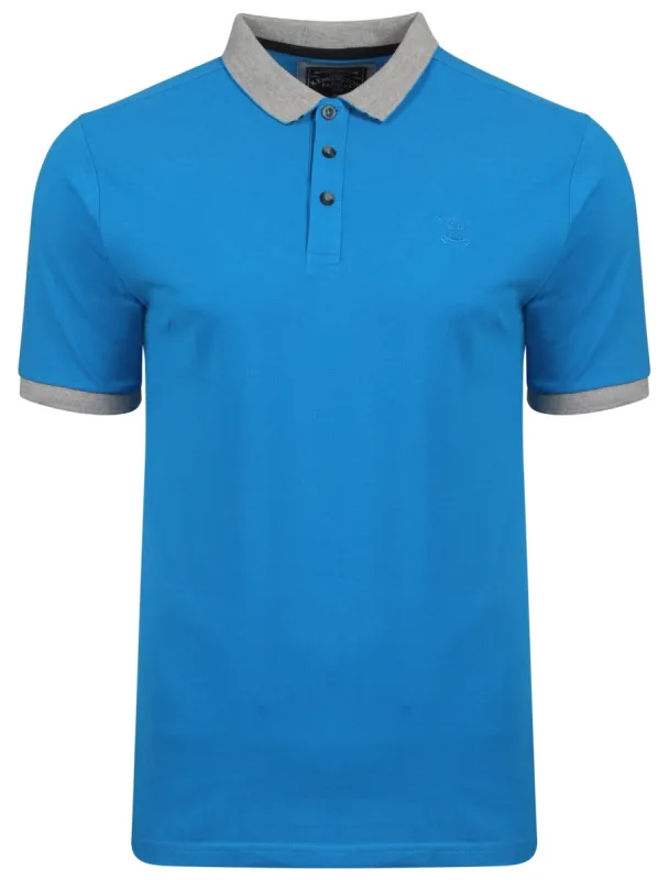 Geary Piqué Polo Shirt In Marble Blue - Kensington Eastside sold by Tokyo Laundry