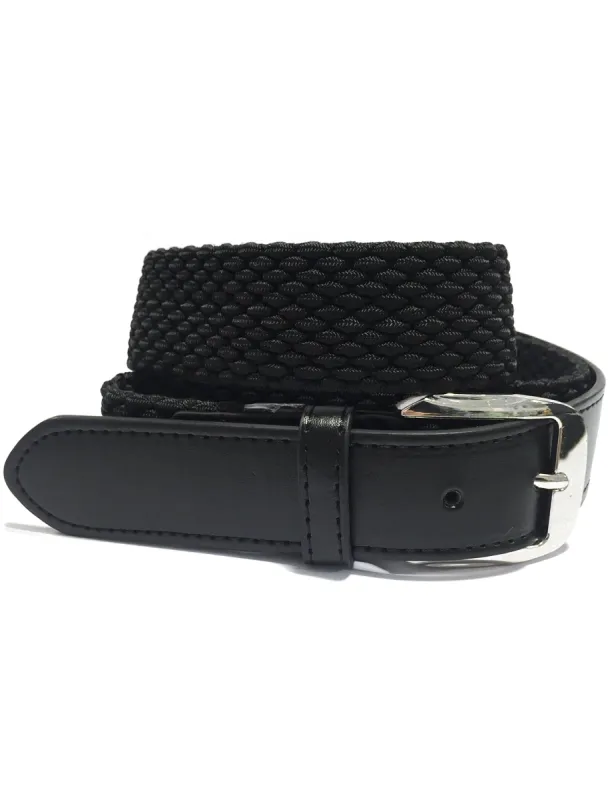 Brody Woven Textured and Leather Belt in Black sold by Tokyo Laundry