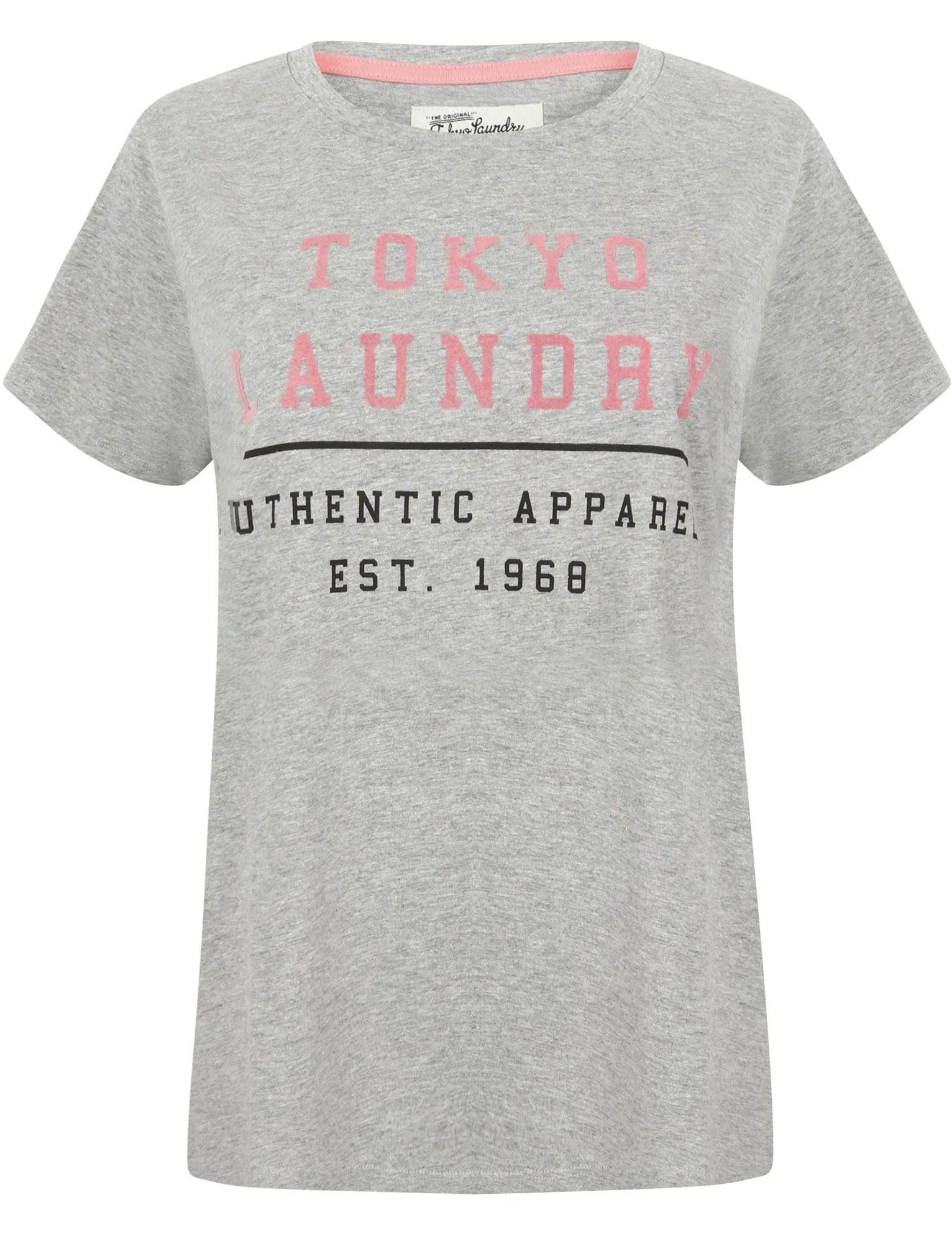 Womens Crew Neck Cotton Jersey T-Shirt In Light Grey Marl - Tokyo Laundry sold by Tokyo Laundry product image thumbnail 3