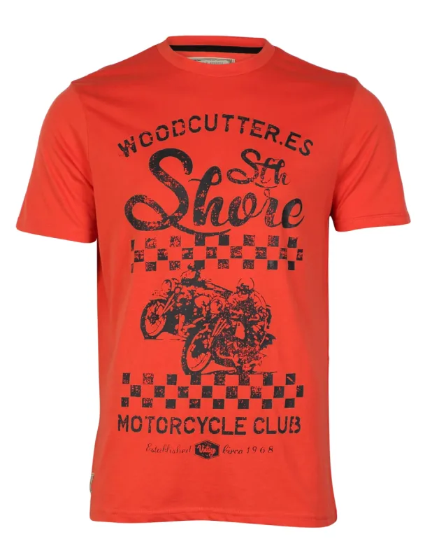 South Shore Woodcutter Printed T-shirt in red sold by Tokyo Laundry