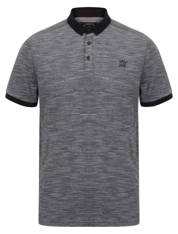 Hester Cotton Pique Polo Shirt in White/Navy Birdseye Space Dye - Kensington Eastside sold by Tokyo Laundry