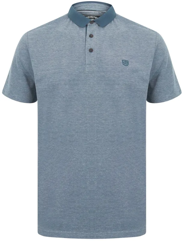 Norfolk Cotton Textured Jersey Polo Shirt in Ensign Blue - Kensington Eastside sold by Tokyo Laundry