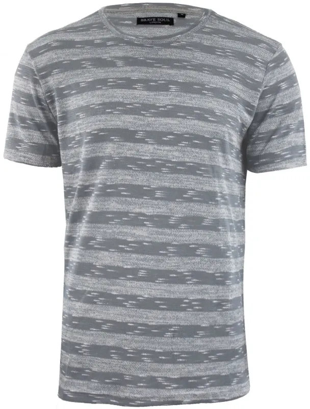 Ethan Striped Knit Crew Neck T-Shirt in Grey sold by Tokyo Laundry