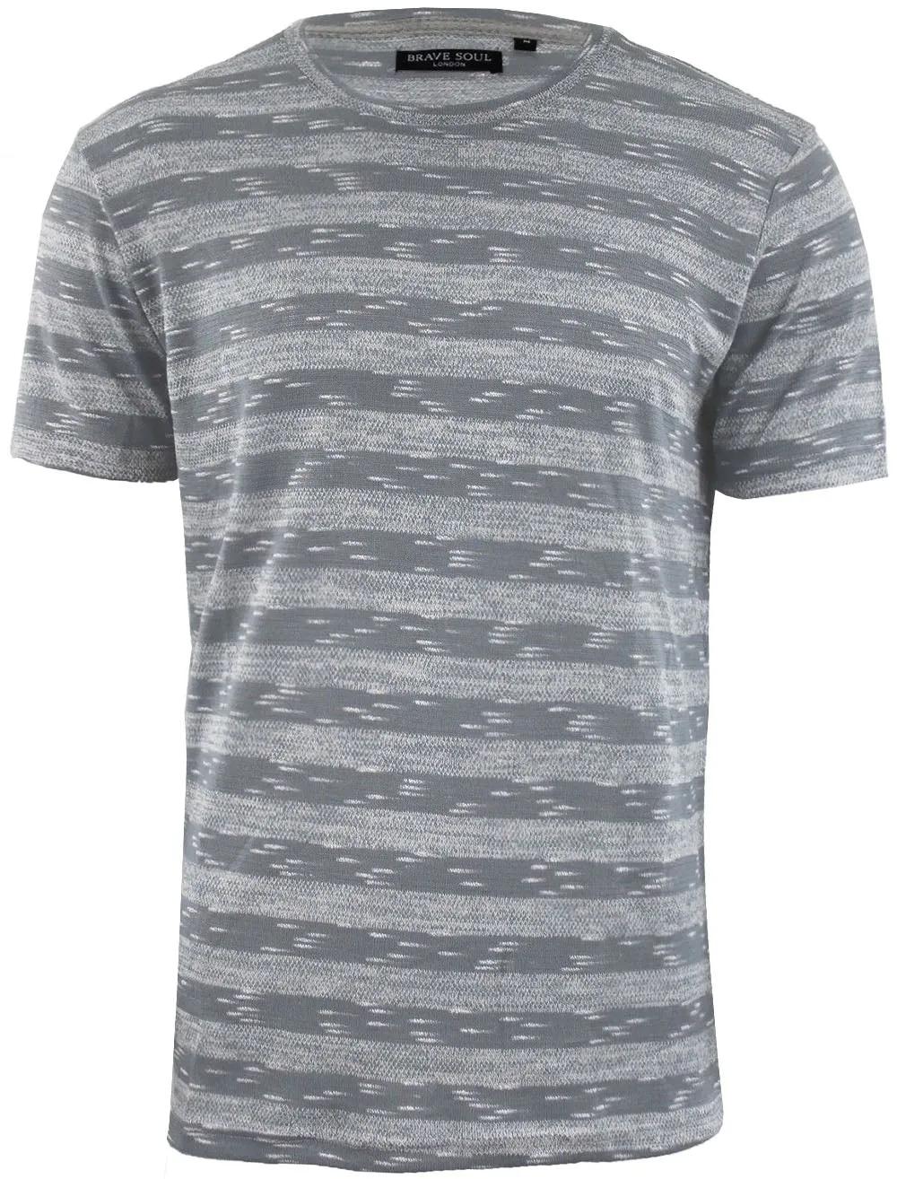 Ethan Striped Knit Crew Neck T-Shirt in Grey sold by Tokyo Laundry