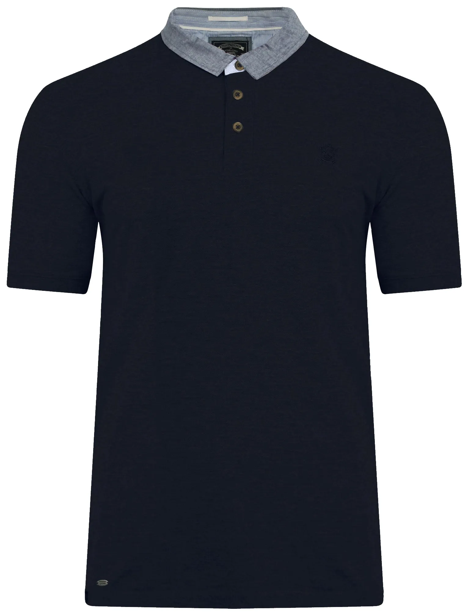 Dunstable Chambray Collar Polo Shirt in True Navy - Kensington Eastside sold by Tokyo Laundry
