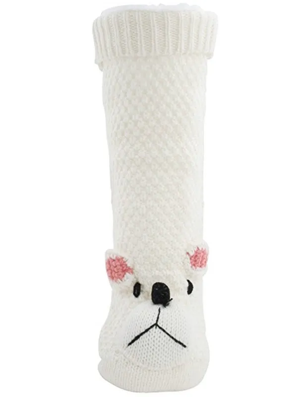 Ladies Felicity Borg Lined Polar Bear 3D Knitted Slipper Socks in Cream sold by Tokyo Laundry product image thumbnail 4