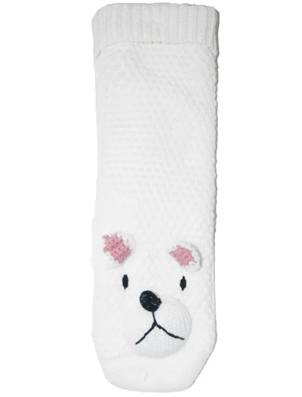 Ladies Felicity Borg Lined Polar Bear 3D Knitted Slipper Socks in Cream sold by Tokyo Laundry product image thumbnail 3