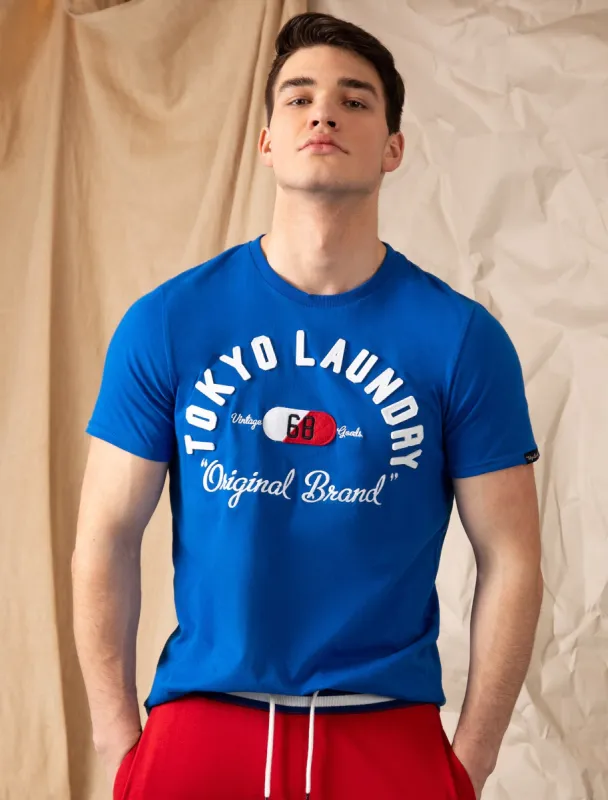 Ticaboo Applique Motif Cotton Jersey T-Shirt In Jet Blue - Tokyo Laundry sold by Tokyo Laundry