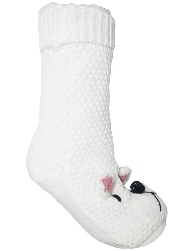 Ladies Felicity Borg Lined Polar Bear 3D Knitted Slipper Socks in Cream sold by Tokyo Laundry product image thumbnail 2