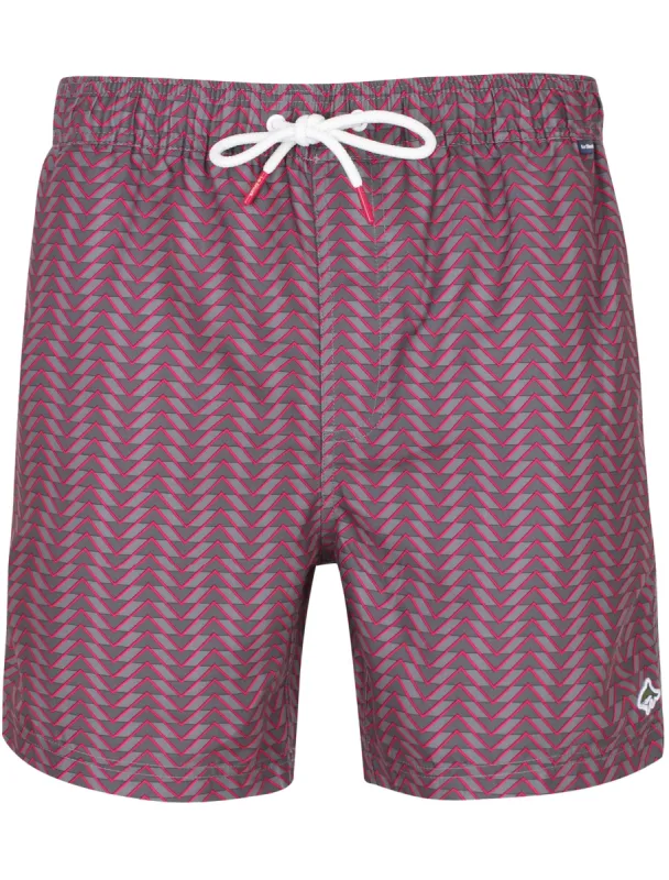 Angelos Chevron Print Swim Shorts In Charcoal - Le Shark sold by Tokyo Laundry