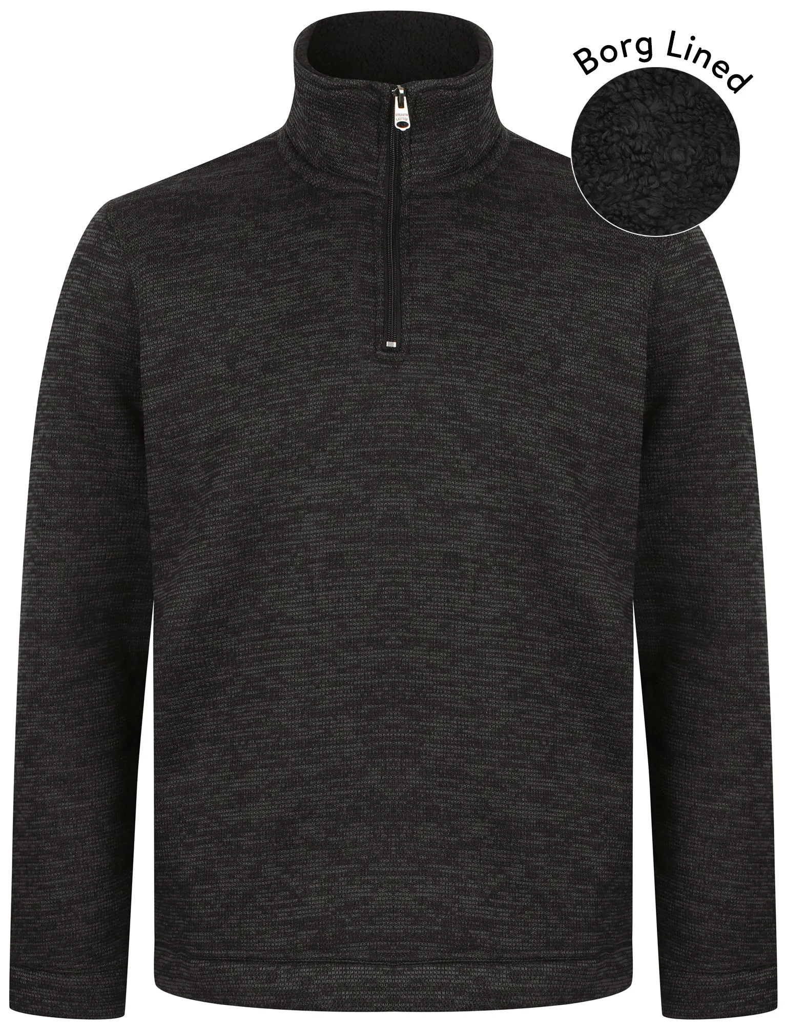 Malcolm Borg Lined Half Zip Bonded Pullover Fleece In Charcoal - Kensington Eastside sold by Tokyo Laundry