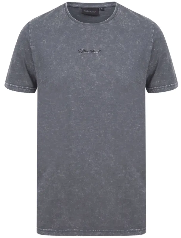 Amar Acid Wash Cotton Slub Jersey T-Shirt In Asphalt Grey - Dissident sold by Tokyo Laundry
