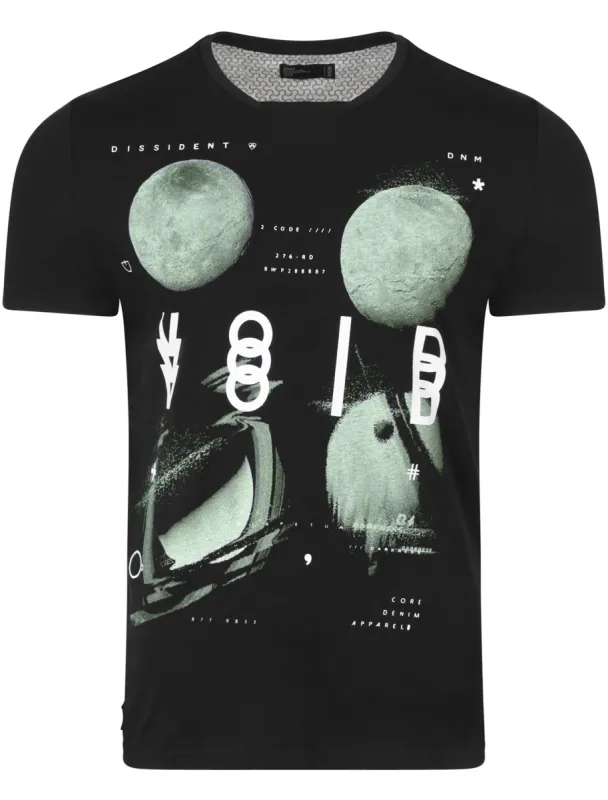 Darkness Motif Print Cotton T-Shirt In Black - Dissident sold by Tokyo Laundry