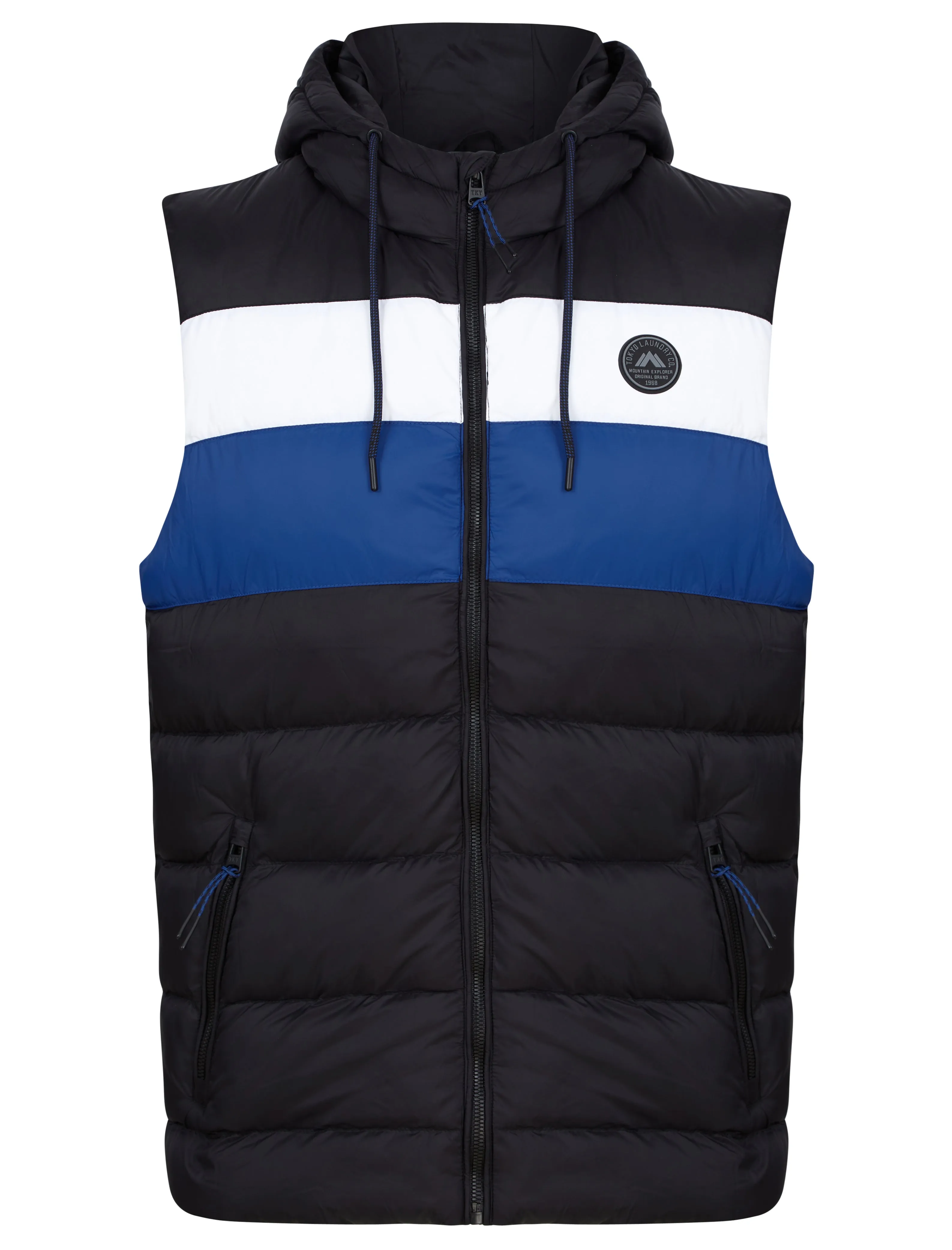 Therius Micro Fleece Lined Quilted Puffer Gilet with Hood in Sodalite Blue - Tokyo Laundry sold by Tokyo Laundry