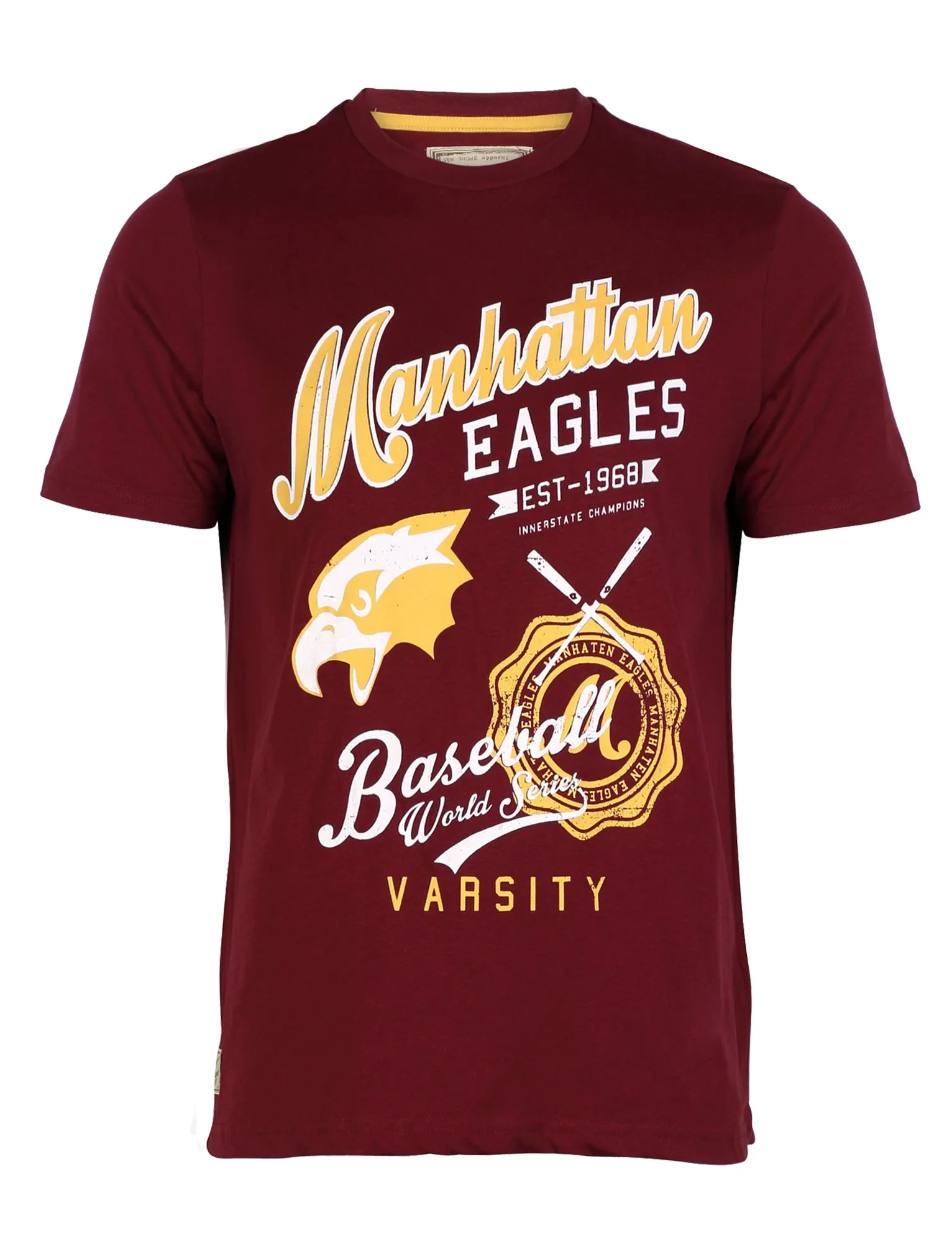 South Shore Baseball Crew Neck T-shirt in Oxblood sold by Tokyo Laundry