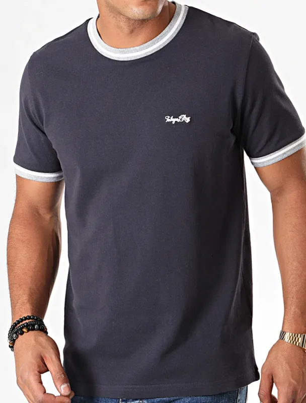 Wentworth Cotton Pique Ringer T-Shirt In Navy - Tokyo Laundry made by Tokyo Laundry