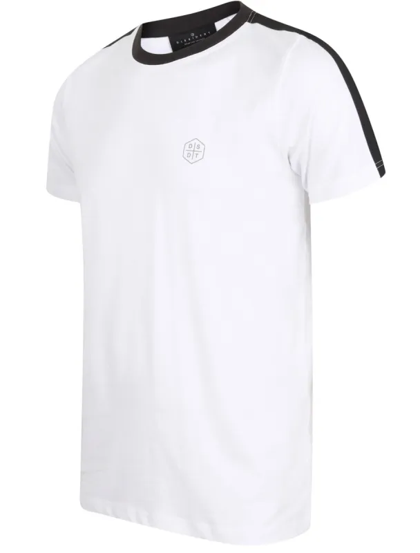 Kara Cotton Jersey T-Shirt with Tape Detail Sleeves In Optic White - Dissident sold by Tokyo Laundry