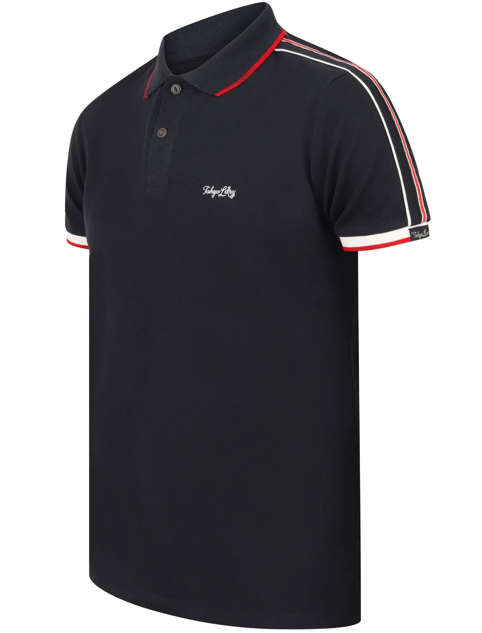 Hitch Cotton Pique Polo Shirt with Stripe Tape Detail In Navy Blazer - Tokyo Laundry sold by Tokyo Laundry product image thumbnail 3