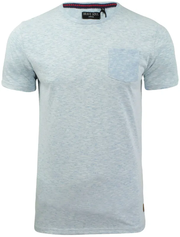Nixon Space Dye Cotton Slub T-Shirt with Chest Pocket in Sea Blue Marl made by Brave Soul