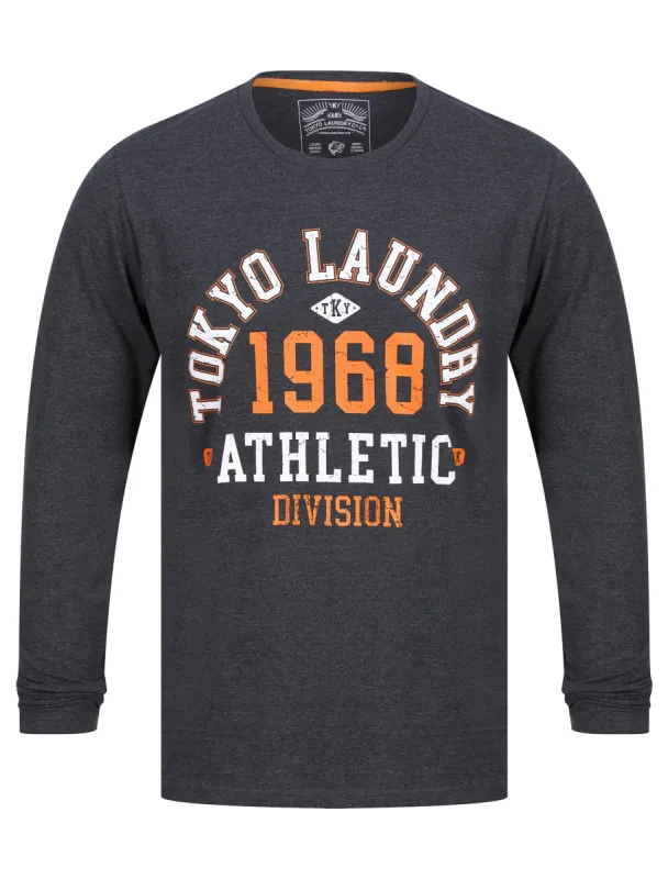 Abloom Motif Cotton Jersey Long Sleeve Top in Charcoal Marl - Tokyo Laundry made by Tokyo Laundry