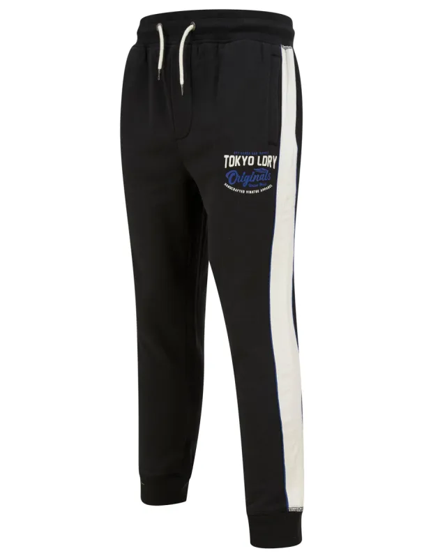 Travel Cuffed Joggers with Tape Detail in Jet Black - Tokyo Laundry sold by Tokyo Laundry