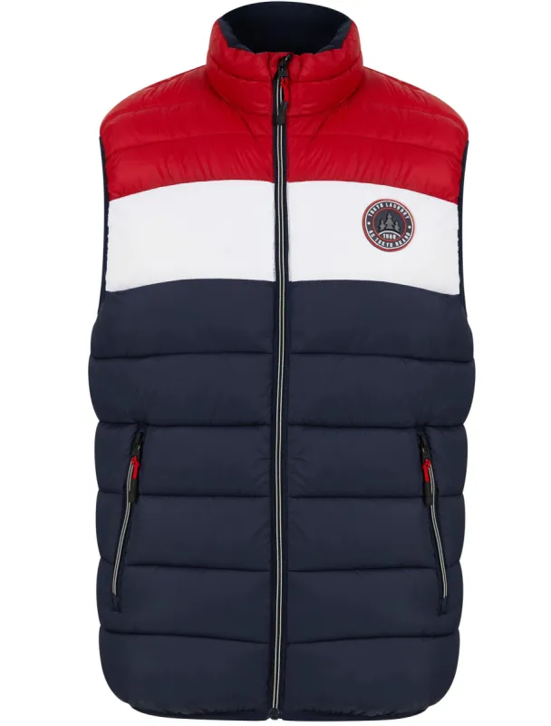 Tarmon Microfleece Lined Quilted Puffer Gilet in Sky Captain Navy / Red - Tokyo Laundry Active Tech sold by Tokyo Laundry