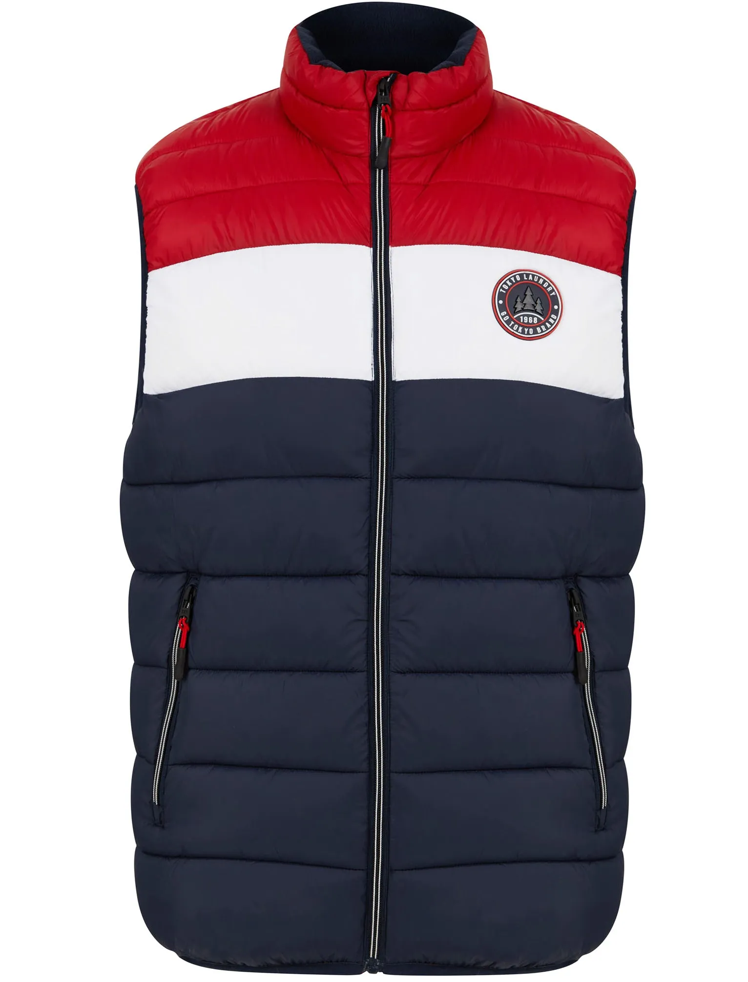 Tarmon Microfleece Lined Quilted Puffer Gilet in Sky Captain Navy / Red - Tokyo Laundry Active Tech sold by Tokyo Laundry