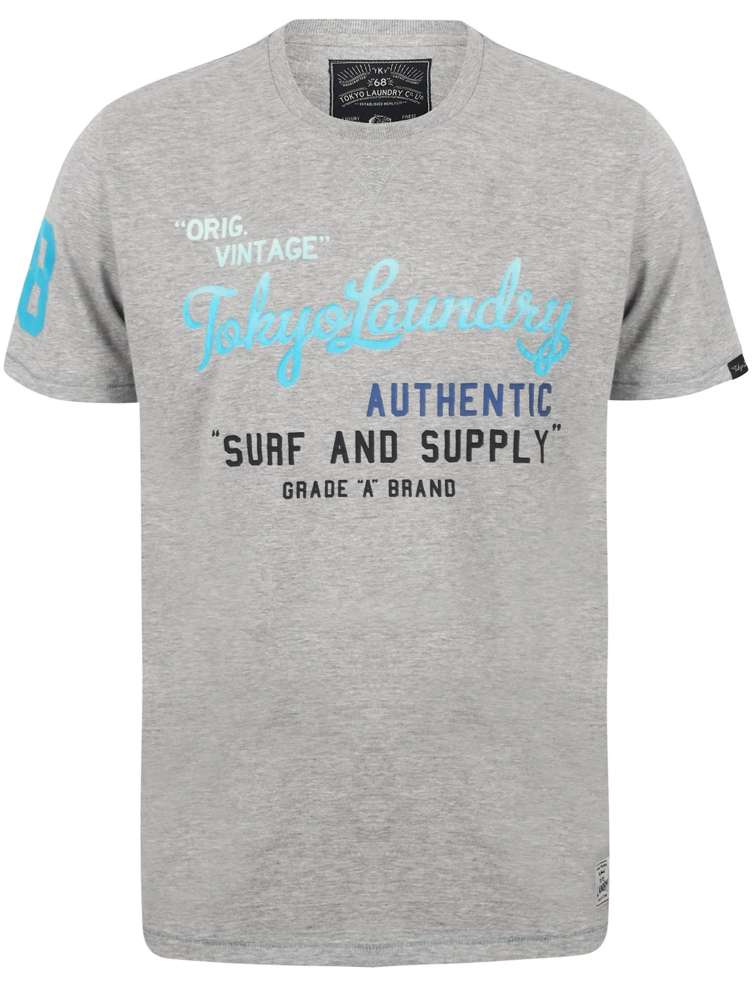 Mens Gradient Print Cotton T-Shirt In Light Grey Marl - Tokyo Laundry sold by Tokyo Laundry